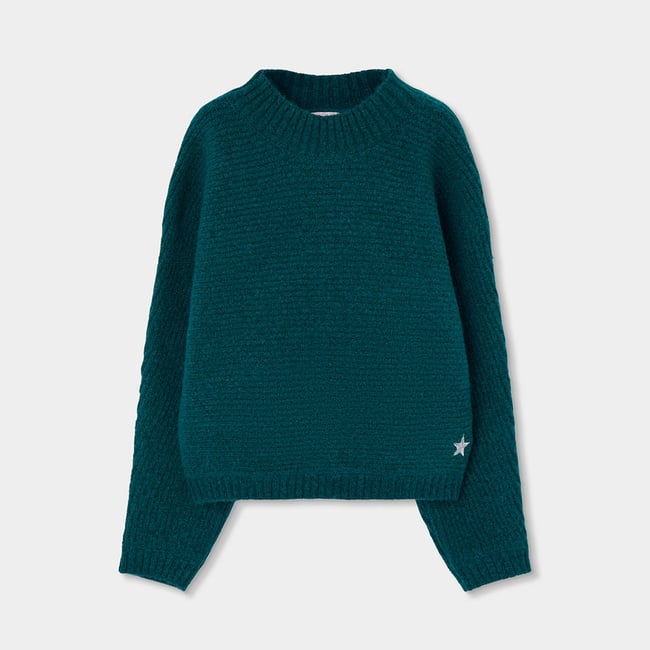 Pull fille avec étoile vert <span itemprop=