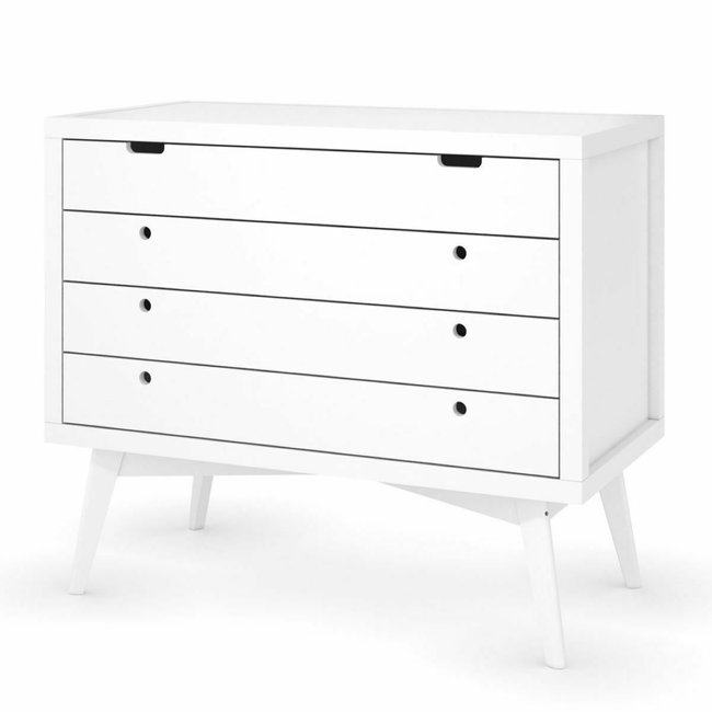 Commode 4 tiroirs Bois massif  MARLEY blanc <span itemprop=