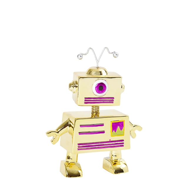 Tirelire figurine décorative robot noël en résine H18 NOËL Couleur doré <span itemprop=