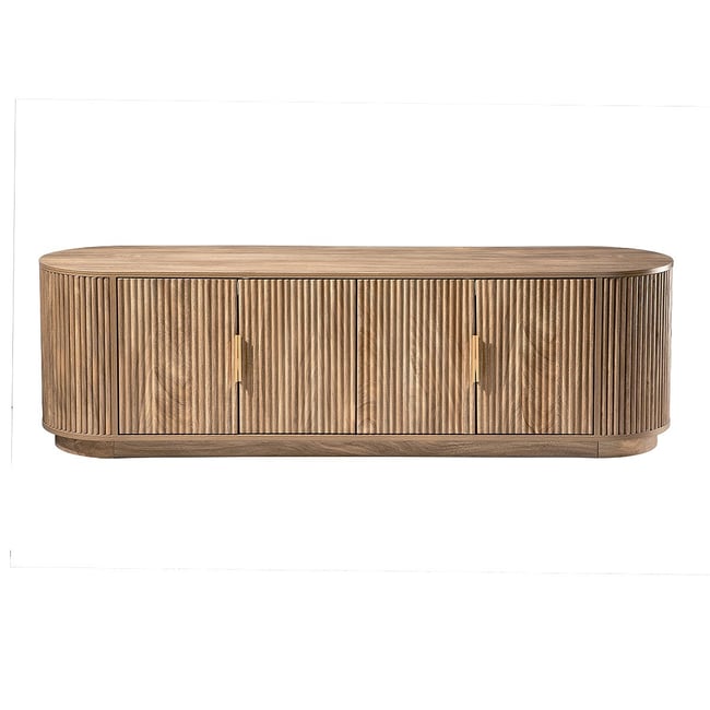 Meuble TV façades arrondies 4 portes ACHILLE Couleur bois clair <span itemprop=