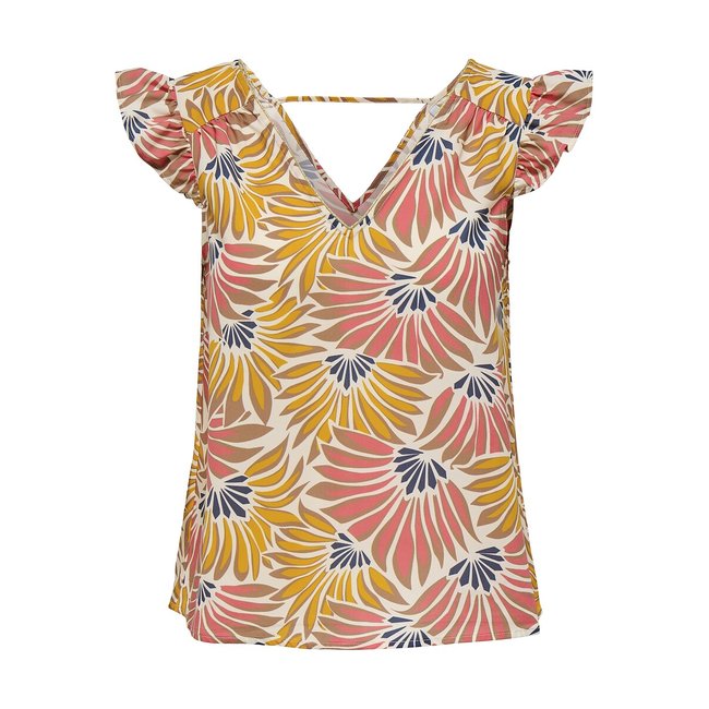 Blusa estampada, mangas curtas estampado multicolor <span itemprop=