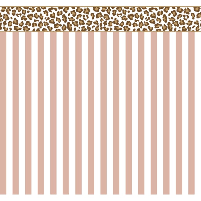Rayures Graou - Soubassement adhésif 96 x 90 cm Couleur rose et blanc <span itemprop=