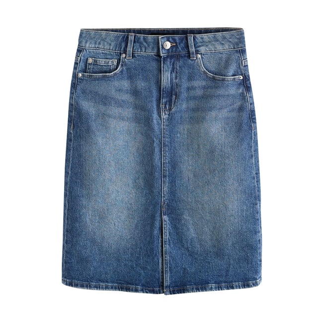 Jupe en denim longueur genou bleu moyen <span itemprop=