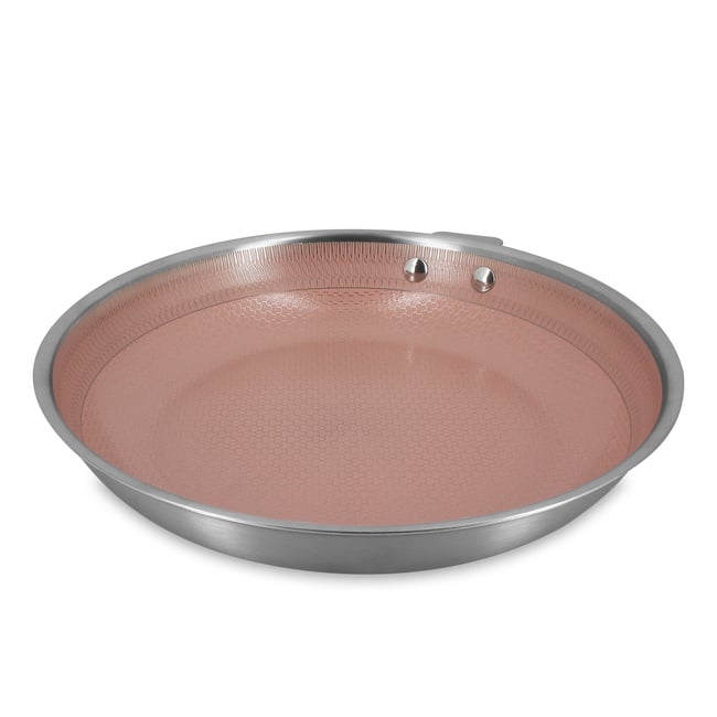 Poêle 28cm en acier inoxydable, AGLAE rose <span itemprop=