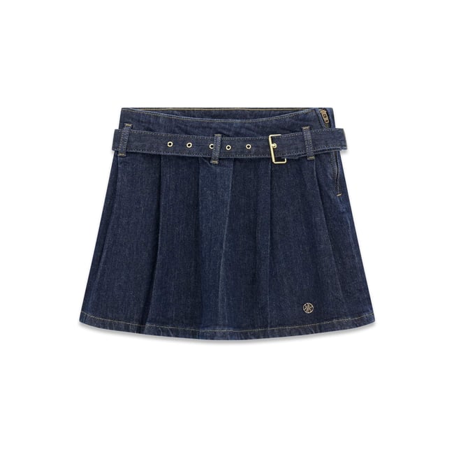 Mini Jupe En Jean Plissée bleu foncé <span itemprop=