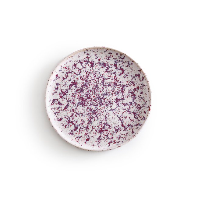 Set of 4 Hortensia Enamelled Stoneware Dessert Plates, white/purple, AM.PM