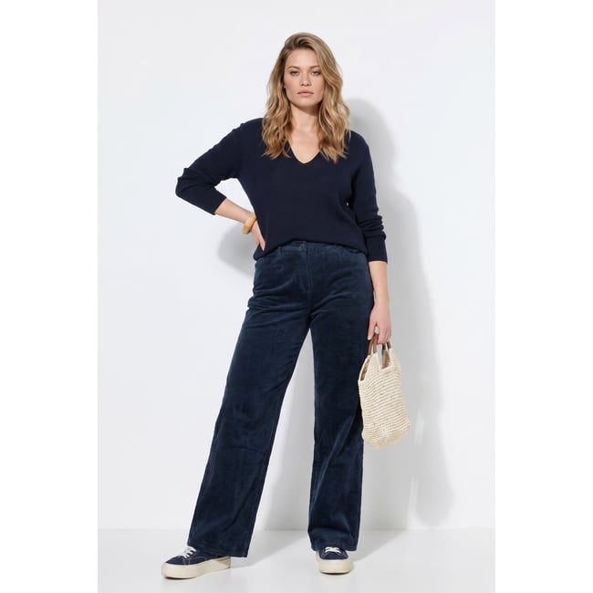 Pantalon en velours côtelé Mary, jambe large - ULLA POPKEN