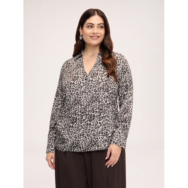 Blouse à imprimé animalier gris <span itemprop=