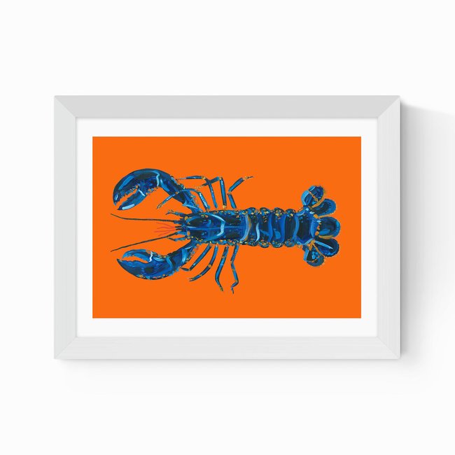 Lobster on Orange by Alice Straker - EAST END PRINTS