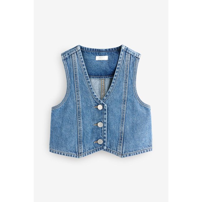 Gilet de costume en jean bleu <span itemprop=