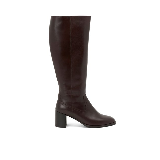Botte À Talon en cuir MOLLY chocolat <span itemprop=