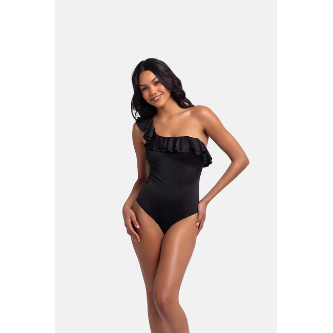 1-Piece Asymmetric Swimsuit, Cap Cana, black, DORINA