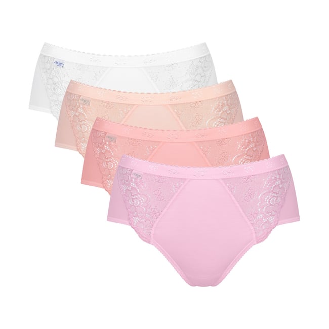 Lot de 3+1 gratuit - Culottes SLOGGI CHIC MIDI blanc + 3 roses <span itemprop=