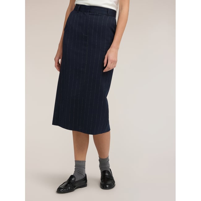 Jupe longueur midi à rayures bleu <span itemprop=