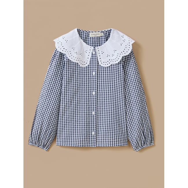 Chemise imprimée vichy carreaux bleu <span itemprop=