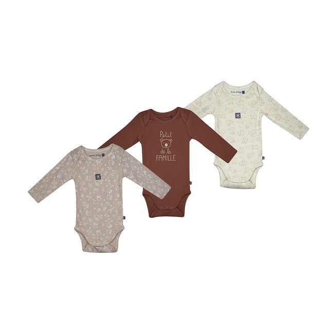 Lot de 3 bodies pantxo manches longues beige <span itemprop=