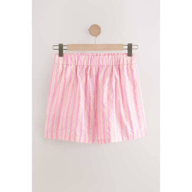 Short à enfiler maternité rose à rayures <span itemprop=