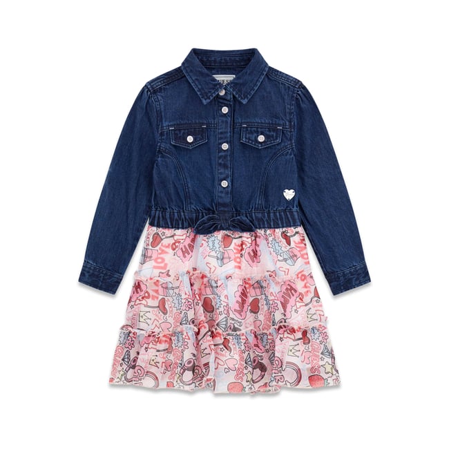 Denim Imprimé Dress bleu <span itemprop=