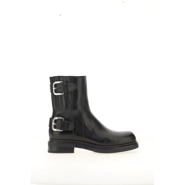 Leather ankle boots with buckles, black, MJUS