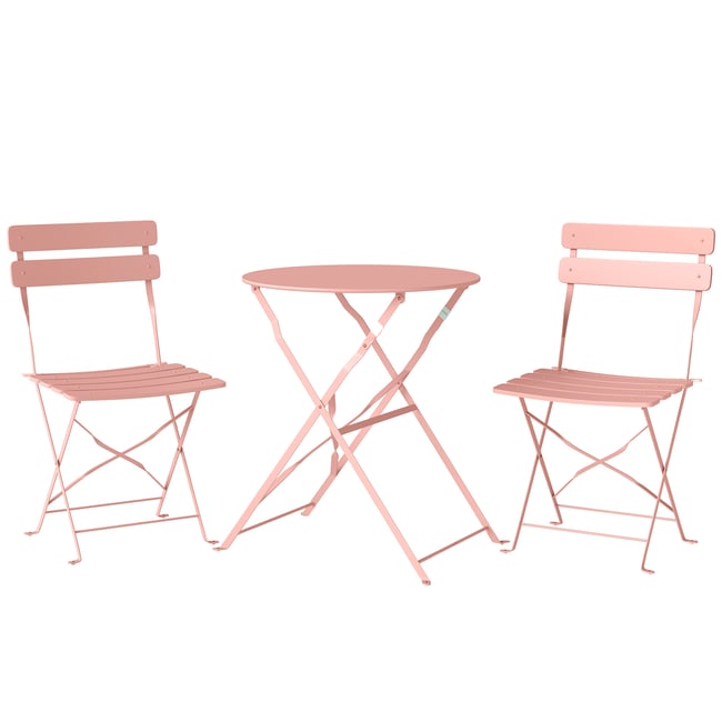 Ensemble de bistrot d'extérieur Métal Rose rose <span itemprop=