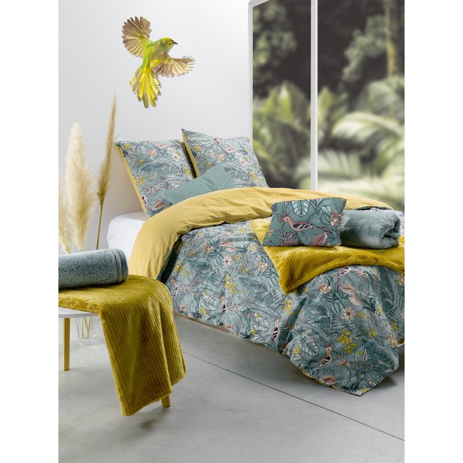 Parure housse de couette coton, Hupia vert <span itemprop=