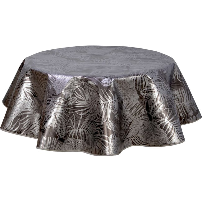 Nappe en toile cirée ronde grand format VITALI noir <span itemprop=