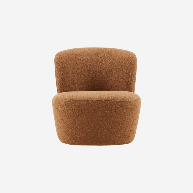 Fauteuil pivotant en tissu bouclette PAULINE Couleur terracotta <span itemprop=