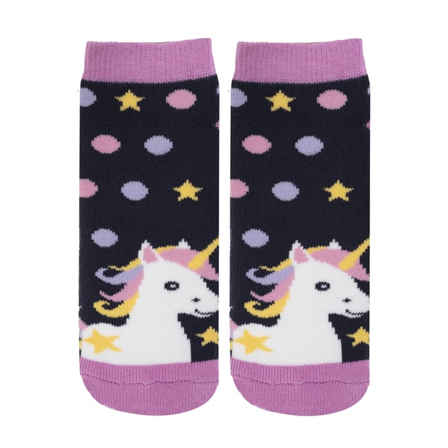 Chaussettes anti-dérapantes coton, picots antidérapants bleu <span itemprop=