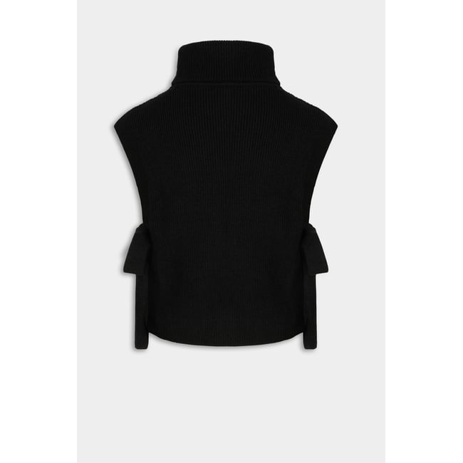 Poncho col brodé noir <span itemprop=