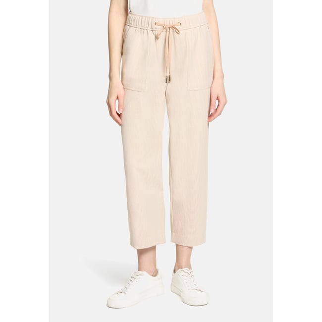 Pantalon casual à taille élastique taupe/cream <span itemprop=