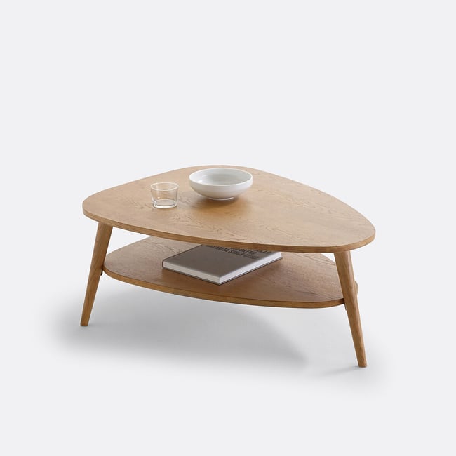 Quilda Vintage Two-Tier Coffee Table, Length 90cm, oak, LA REDOUTE INTERIEURS