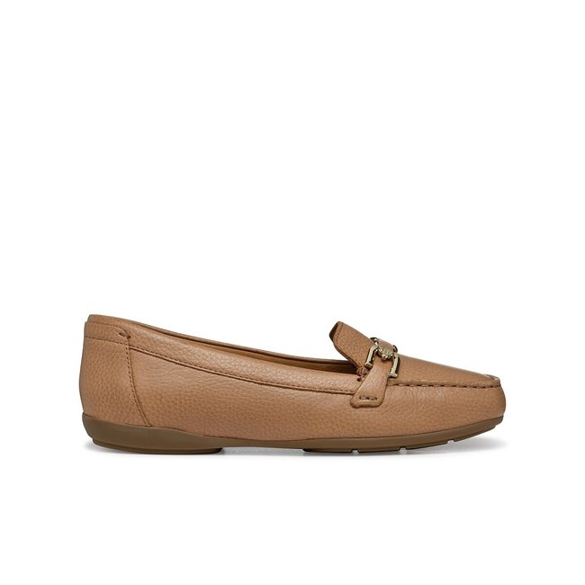 Mocasines transpirables de piel granulada Annytah beige <span itemprop=