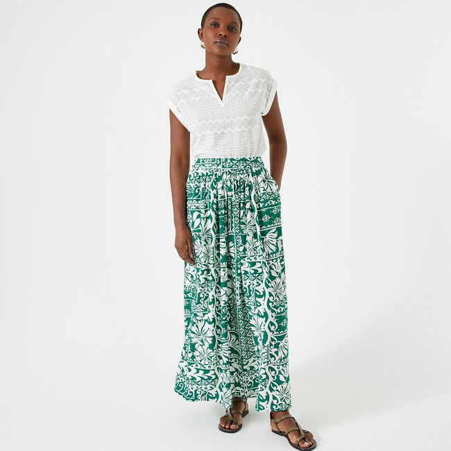 Green floral maxi skirt new arrivals