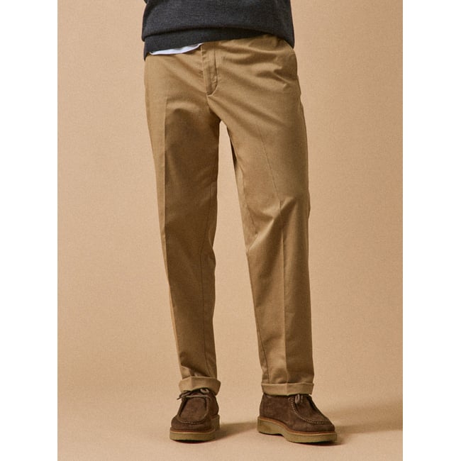 Pantalon chino large caramel <span itemprop=