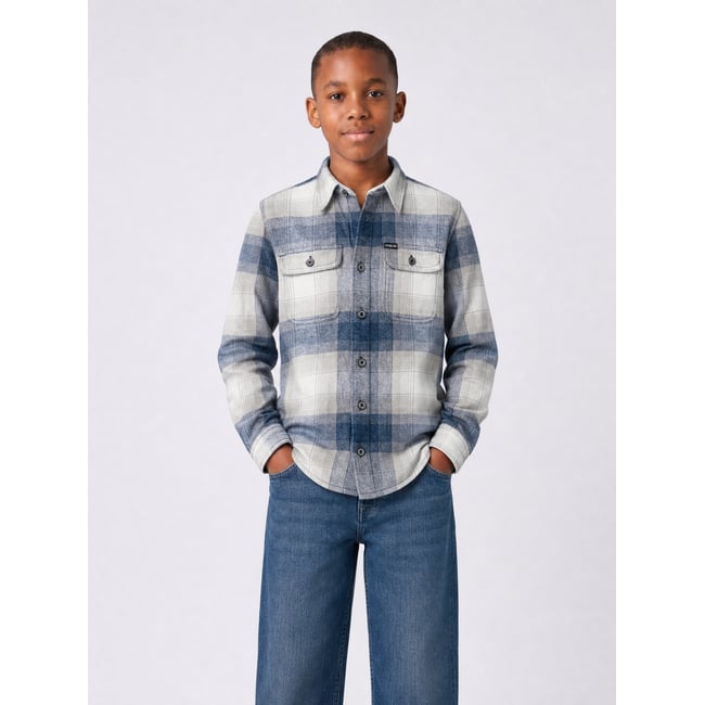 Chemise à carreaux en flanelle ironhaven bleu royal navy <span itemprop=
