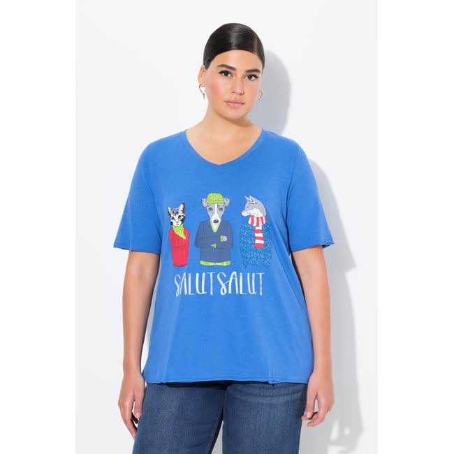 T-shirt, animaux bleu paon <span itemprop=