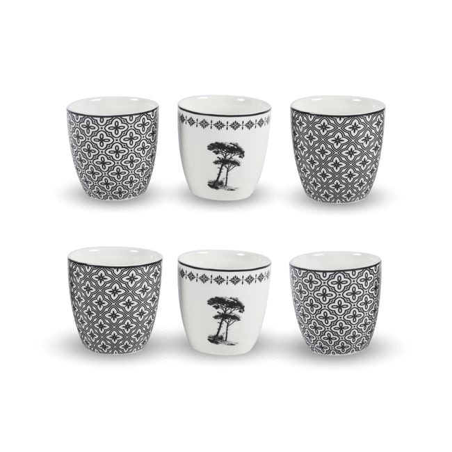 Lot de 6 gobelets, VILLA LES PINS Couleur noir <span itemprop=