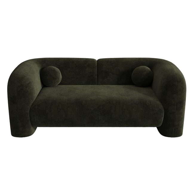 Canapé 2 places en velours à motifs NOLA Couleur kaki <span itemprop=