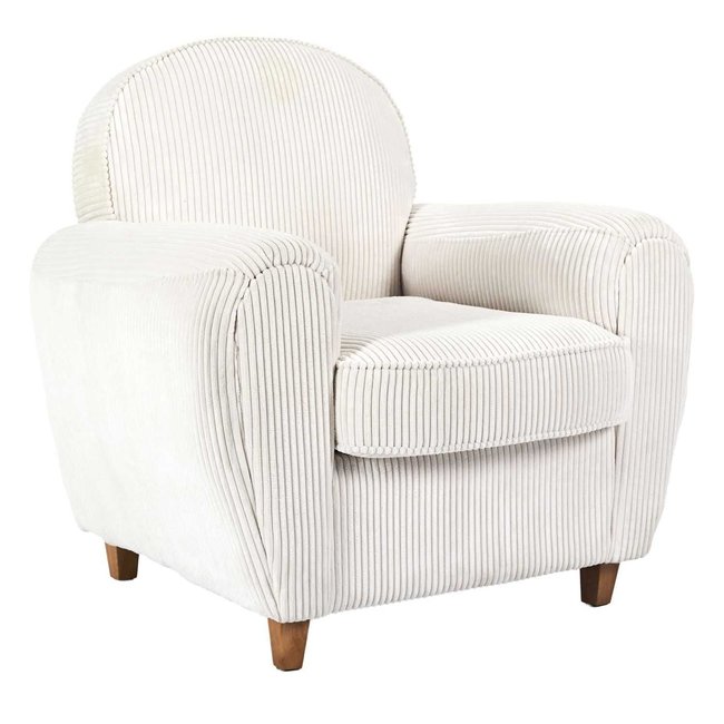 Fauteuil club en tissu côtélé Drammen Couleur beige <span itemprop=