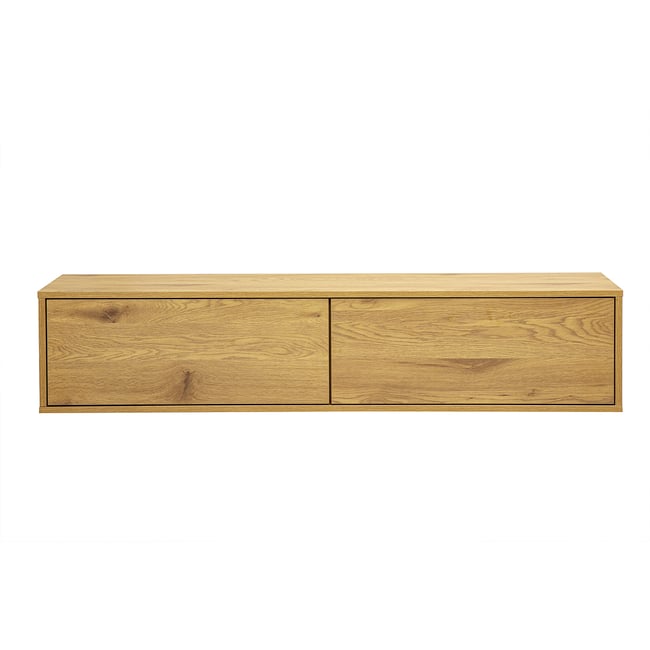 Meuble TV mural finition bois clair chêne L140 cm FLEXO Couleur chêne clair <span itemprop=