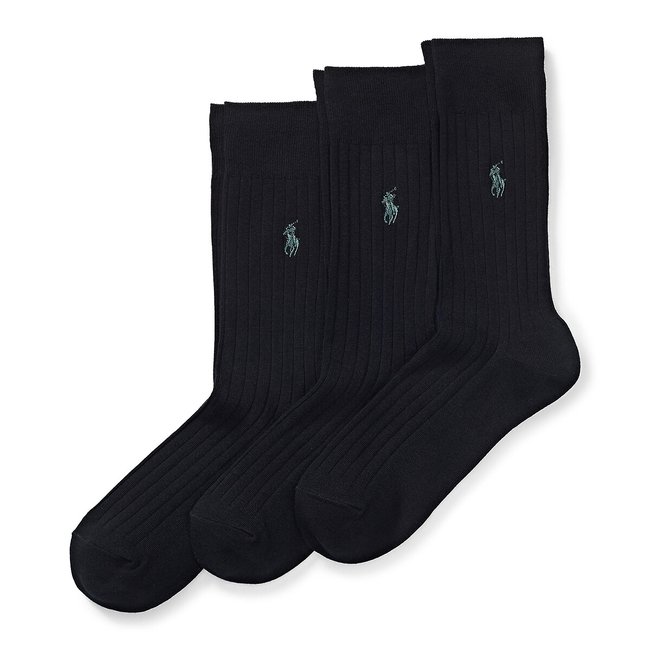 Pack of 3 pairs of crew socks black Polo Ralph Lauren La Redoute