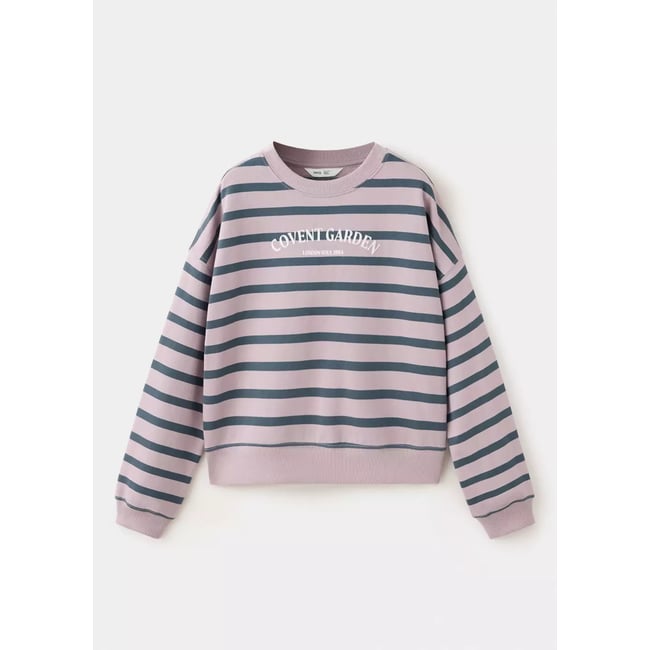 Sweat rayé détail imprimé violet clair/pastel <span itemprop=