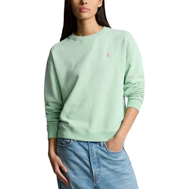 Cotton crew neck sweatshirt mint green Polo Ralph Lauren La Redoute