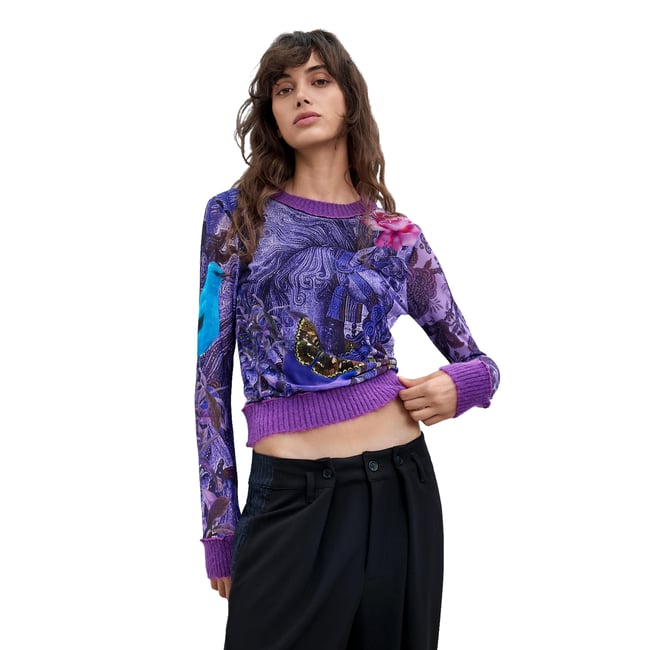 T-shirt imprimé M. C. Lacroix violet <span itemprop=