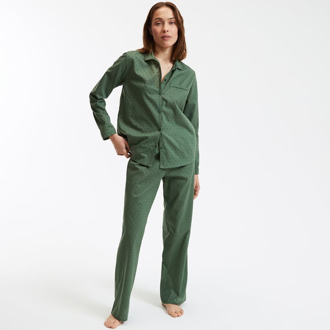 Pyjama en tissu plumetis  kaki <span itemprop=