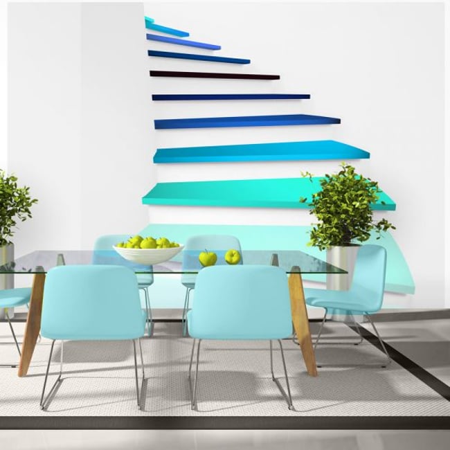 Papier peint intissé panoramique 3D et Perspective Towards the sky Couleur bleu <span itemprop=
