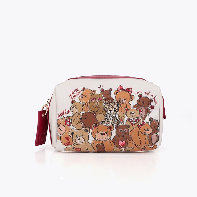 Trousse de toilette imprimée ours ivoire <span itemprop=