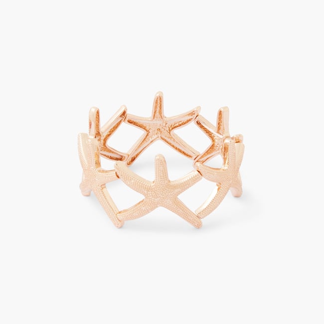 Bracelet élastique étoiles de mer doré <span itemprop=