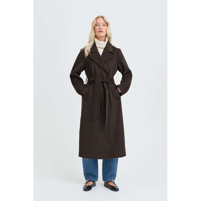 Manteau marron java melange <span itemprop=