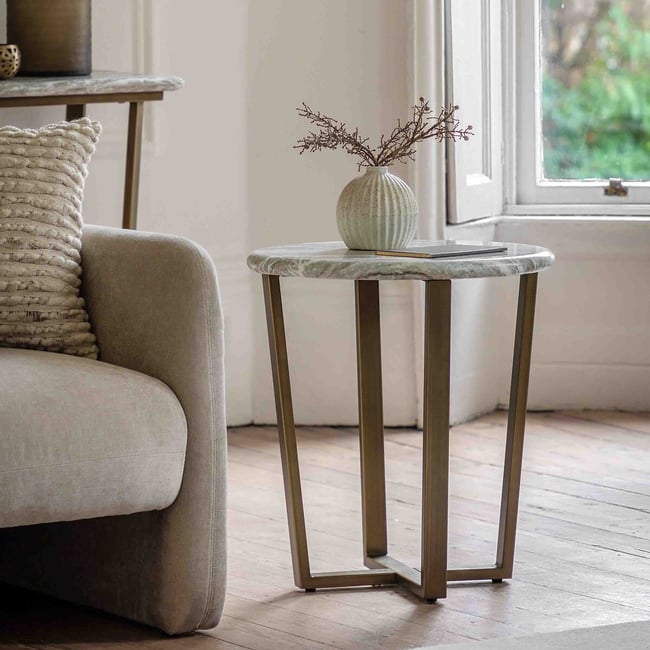 Luxor Faux Marble Side Table, brown marble, ÉDITÉ